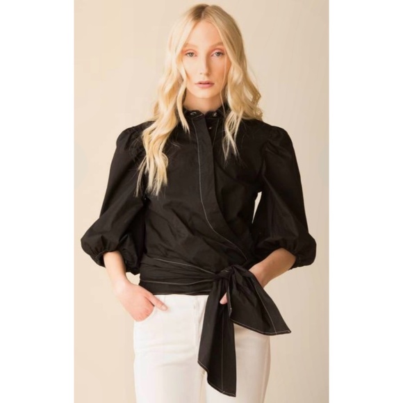 Ganni Slate Wrap Shirt black - Picture 1 of 2